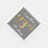 Elegant Grey, Faux Gold 73rd Birthday; Naam op maa Servetten (Hoek)