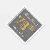 Elegant Grey, Faux Gold 78th Birthday; Aangepaste  Servetten (Hoek)
