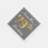 Elegant Grey, Faux Gold 79th Birthday; Elegant Gre Servetten (Hoek)