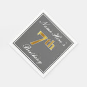 Elegant Grey, Faux Gold 7th Birthday + Aangepaste Servet (Hoek)
