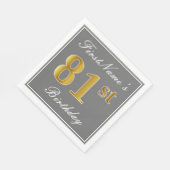 Elegant Grey, Faux Gold 81st Birthday; Elegant Gre Servet (Hoek)