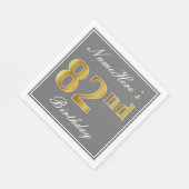 Elegant Grey, Faux Gold 82e verjaardag; Elegant Na Servet (Hoek)