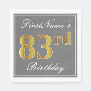 Elegant Grey, Faux Gold 83rd Birthday; Aangepaste  Servetten