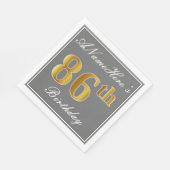 Elegant Grey, Faux Gold 86th Birthday; Elegant Gre Servet (Hoek)