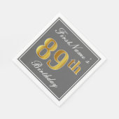 Elegant Grey, Faux Gold 89th Birthday; Elegant Gre Servetten (Hoek)