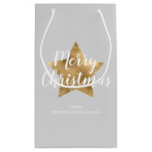 Elegant Grey Faux Gold Star Merry kerst Klein Cadeauzakje (Achterkant)