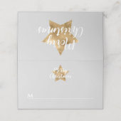 Elegant Grey Faux Gold Star Merry kerst Plaatskaartje (Buitenkant ongevouwen)