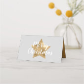 Elegant Grey Faux Gold Star Merry kerst Plaatskaartje (Achterkant)