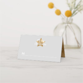Elegant Grey Faux Gold Star Merry kerst Plaatskaartje