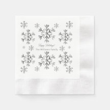 Elegant Grey Faux Silver Snowflakes kerst