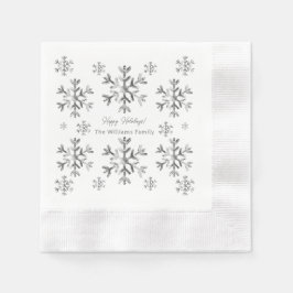 Elegant Grey Faux Silver Snowflakes kerst Servet