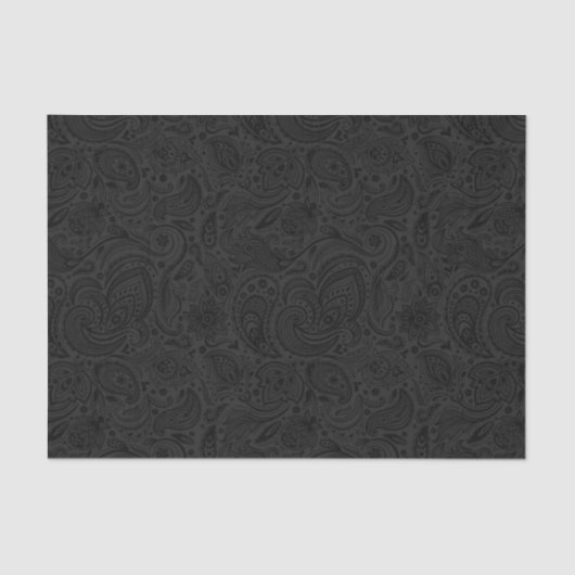 Elegant Grey Floral DamasBlack Background 2 Tissuepapier (Voorkant)