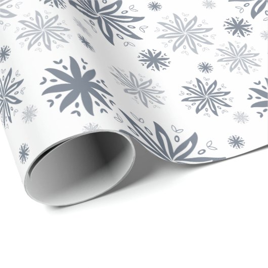 Elegant Grey Floral Pattered Cadeaupapier (Rol Hoek)