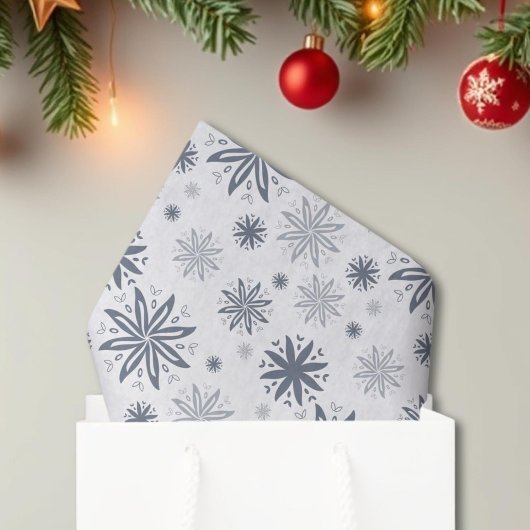 Elegant Grey Floral Patterned Gift Wrapping Tissuepapier