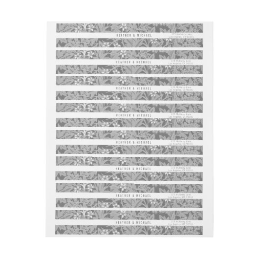 Elegant Grey Floral Wedding Return-adres (Vel)