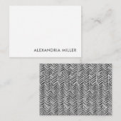 Elegant Grey Font Herringbone gepatterd terug Notitiekaartje (Voorkant / Achterkant)