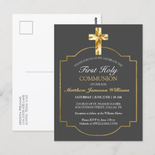 Elegant Grey Gold 1st Heilige Communauteit Briefkaart