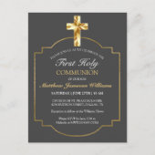 Elegant Grey Gold 1st Heilige Communauteit Briefkaart (Voorkant)