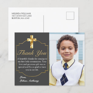 Elegant Grey Gold Cross 1st Community Hartelijk da Briefkaart