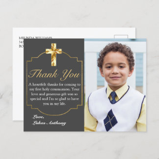 Elegant Grey Gold Cross 1st Community Hartelijk da Briefkaart