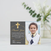 Elegant Grey Gold Cross 1st Community Hartelijk da Briefkaart (Staand voorkant)
