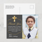 Elegant Grey Gold Cross 1st Community Hartelijk da Briefkaart (Voorkant / Achterkant)