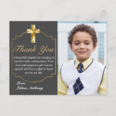 Elegant Grey Gold Cross 1st Community Hartelijk da Briefkaart (Voorkant)