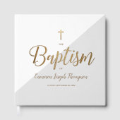Elegant Grey gold Cross Baby Custom Baptism Gastenboek (Voorkant)