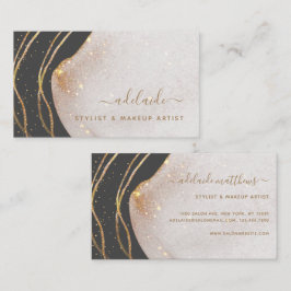 Elegant Grey Gold Glitter Signature Script Agate Visitekaartje