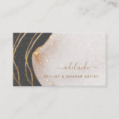Elegant Grey Gold Glitter Signature Script Agate Visitekaartje (Voorkant)