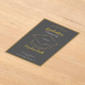 Elegant Grey & Gold Graduation Invitation Acryl Uitnodigingen (Laagn)