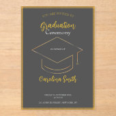 Elegant Grey & Gold Graduation Invitation Acryl Uitnodigingen (Voorkant)