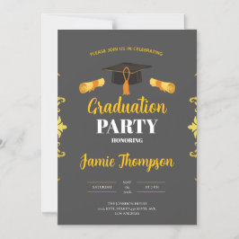 Elegant Grey & Gold Graduation Party Invitation Magnetische Uitnodiging