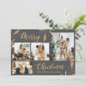 Elegant Grey Gold Photo Collage kerstkaart (Staand voorkant)