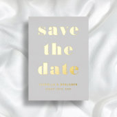 Elegant Grey Gold Wedding Save the Date Kaart