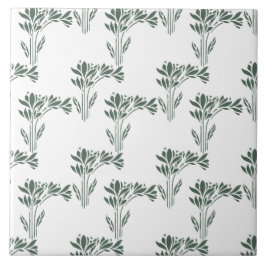 Elegant Grey-Green Botanical Pattern Tegeltje