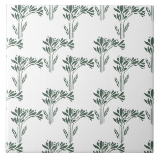 Elegant Grey-Green Botanical Pattern Tegeltje