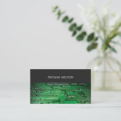 Elegant Grey Green Circuit Board Consultant Visitekaartje (Staand voorkant)