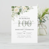 Elegant Grey Green Floral Surprise Birthday Kaart (Staand voorkant)