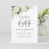 Elegant Grey Green Floral Surprise Birthday Kaart (Staand voorkant)