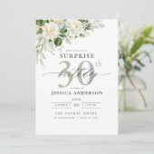 Elegant Grey Green Floral Surprise Birthday Kaart (Staand voorkant)