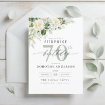 Elegant Grey Green Floral Surprise Birthday