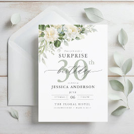 Elegant Grey Green Floral Surprise Birthday Kaart