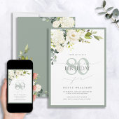 Elegant Grey Green Floral Surprise Birthday Kaart