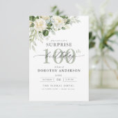 Elegant Grey Green Floral Surprise Birthday Kaart (Staand voorkant)