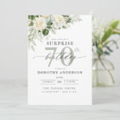 Elegant Grey Green Floral Surprise Birthday Kaart (Staand voorkant)