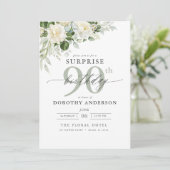 Elegant Grey Green Floral Surprise Birthday Kaart (Staand voorkant)