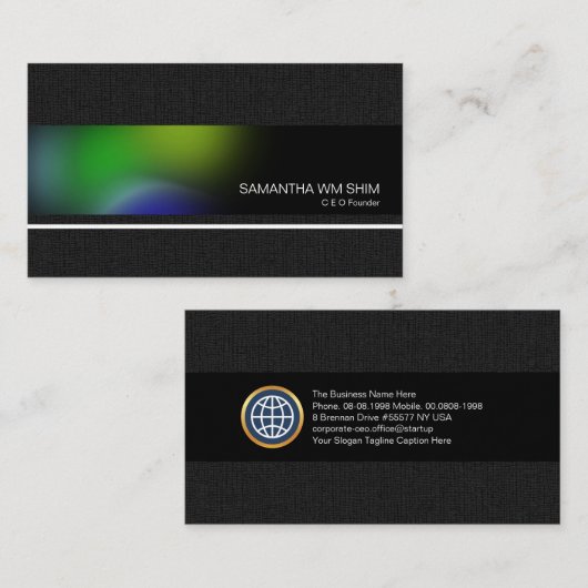 Elegant Grey Grunge Aurora Splendor CEO Startup Visitekaartje (Voorkant / Achterkant)