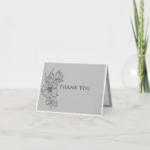 Elegant Grey Hand Drawn Floral Wedding Bedankkaart (Voorkant)