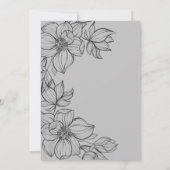 Elegant Grey Hand Drawn Floral Wedding Invitation Kaart (Achterkant)